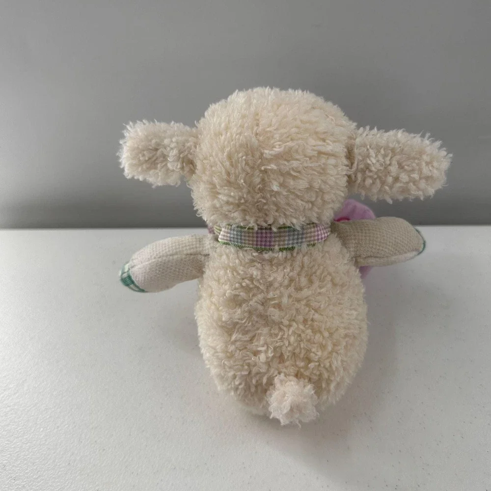 Pier 1‎ Imports Lamb Plush Sheep Pearl Plaid Accents Purple Feet Soft Easter